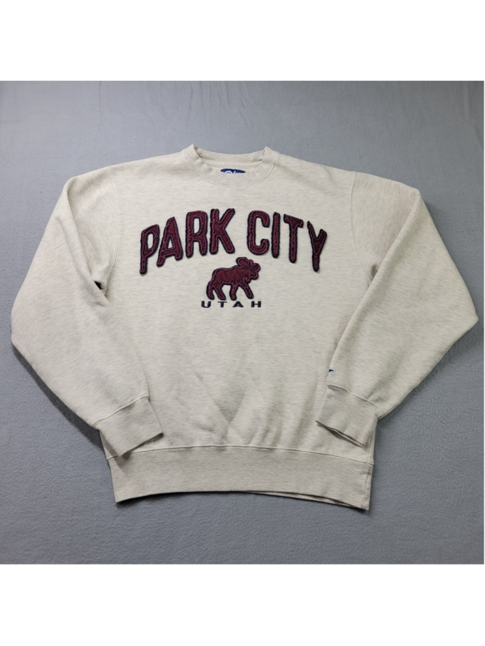 Park City Utah Sweatshirt Size S Gray Ski Moose Logo Blue 84 Crewneck Pullover